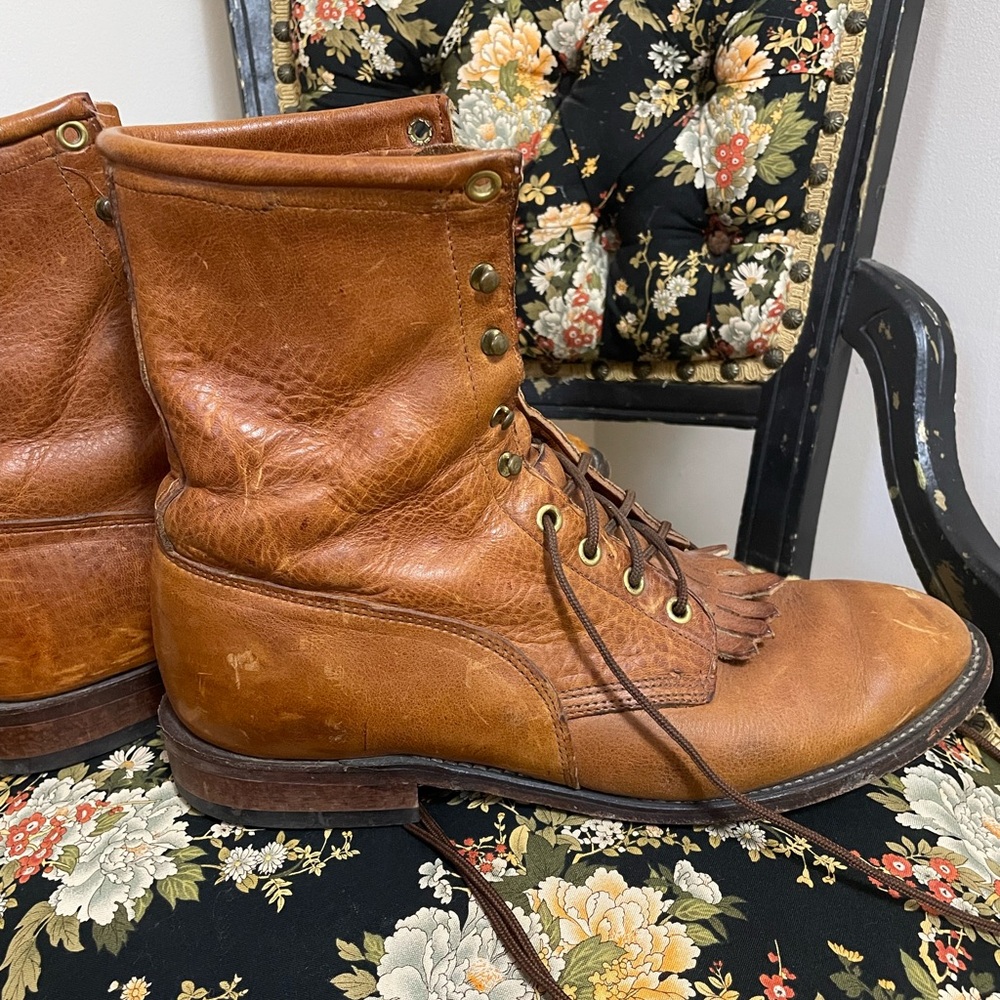 Vintage J. Chisholm Tan Lace Up Boots - Picture 10 of 11